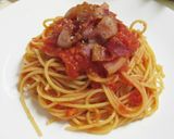 トマトソースとカリカリ・ベーコンのパスタ作り方5写真