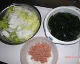 簡単！白菜とわかめとツナのおひたし作り方1写真