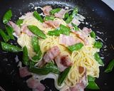 ベーコンスナップエンドウのクリームパスタ作り方3写真