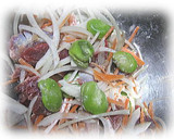 そら豆と新玉ねぎ＆砂ずりのかき揚げ作り方5写真