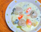 肉団子とたっぷり野菜のクリーム煮作り方1写真
