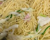 ねぎ、玉ねぎ、キャベツのペペロンチーノ作り方7写真