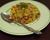 お魚ソーセージと大葉　チーズの彩り炒飯作り方5写真