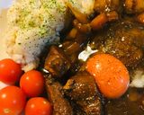 出汁カレー●煮込みポーク玉子カレー作り方4写真