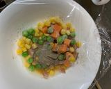 レンジ簡単洋風クリーミー牛丼味炒飯弁当作り方3写真