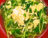 豆苗とふわふわ卵の中華スープ作り方5写真