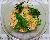 簡単正月昼食・夕飯！カニ水菜和風パスタ作り方6写真