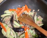 ノンオイル【なすと大豆ミート味噌煮】作り方3写真