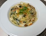 「カニカマと桜エビの白だし和風パスタ」作り方8写真