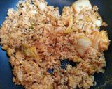 時短昼食・今日の夕飯小松菜納豆キムチ炒飯作り方5写真