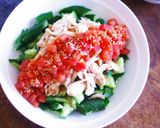 花椒トマトポン酢タレでささみきゅうり和え作り方8写真