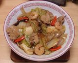 冷凍えびいかミックスに豚肉+で海鮮中華丼作り方11写真