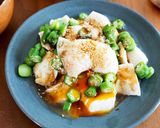 温玉とろ〜り♡簡単♪豆腐とオクラのわさび醤油作り方4写真