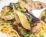 鶏もも肉と茄子のポン酢パスタ作り方10写真