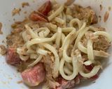 簡単甘辛なトマトとツナのサラダうどん作り方4写真
