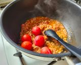 夏の夕飯！自作ミートソースでエビミートパスタ作り方4写真