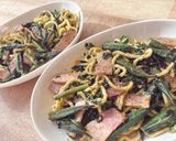 春菊とオクラのジェノベーゼパスタ風作り方5写真