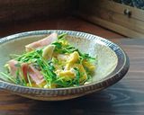 豆苗とベーコン玉子のガリバタ炒め作り方5写真