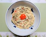 簡単昼食！お節の残り卵松前漬けとろろご飯作り方3写真