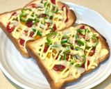簡単時短ランチ☆かぼちゃ玉ねぎの彩り野菜トースト作り方10写真