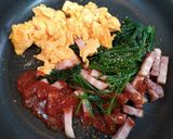 簡単昼食朝食！法蓮草卵のケチャップソテー作り方6写真