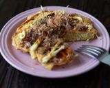 低糖もっちり☆オートミールのお好み焼き作り方6写真