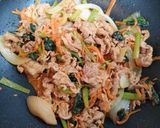 簡単夕飯韓国！豚こま小松菜コチュジャンプルコギ丼作り方6写真