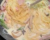 生ハムとアスパラのレモンクリームパスタ♡作り方4写真