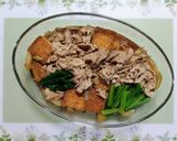 簡単夕飯レンジ味しみ柔らか豚肉小松菜厚揚げ肉豆腐作り方9写真