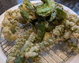 紫蘇バジル韮の花穂の天ぷら🍤オマケで四角豆万願寺作り方4写真