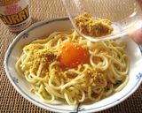 カップヌードルカレー釜玉そば作り方3写真