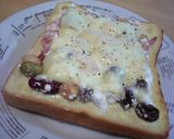 お豆とダブルチーズ✿カラフルトースト♫♬作り方2写真