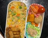 レンジ簡単洋風さっぱり梅クッパ味炒飯弁当作り方17写真