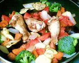 フライパンで！夏野菜☆赤いチキンシチュー作り方4写真