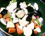 フライパンで！夏野菜☆赤いチキンシチュー作り方3写真