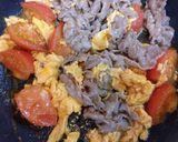夏の夕飯!簡単豚肉トマト卵中華炒め主菜作り方7写真