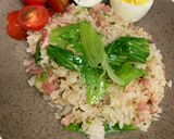 今日の焼き飯　ベーコン、ハム、レタス作り方4写真