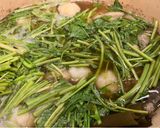 せりとごぼうと鶏レバーのご飯団子鍋作り方10写真