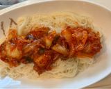 ナスとキムチ鶏ささみの温素麺作り方4写真