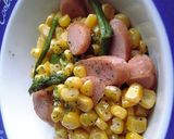 居酒屋定番アスパラウインナーコーンバター作り方2写真