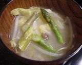 アスパラの炒め味噌汁作り方4写真
