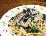 豆乳で♪きのこ＆ベーコンのクリームパスタ作り方4写真