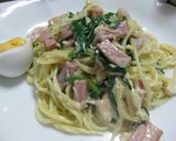 ニラ・ベーコン・ホタテ缶のクリームパスタ作り方5写真
