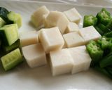 かまぼこと梅肉のオリーブオイルサラダ作り方2写真