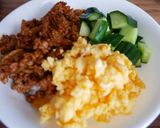 不器用タコミート三色丼作り方1写真