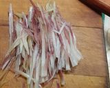 とりささみのゆで汁で作るみょうがのおつゆ作り方1写真