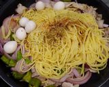 うずら卵ししとう赤玉ねぎの豚塩焼きそば作り方5写真