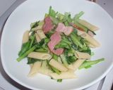 オリーブオイルと小松菜とベーコンのパスタ作り方5写真