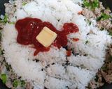 簡単昼食！ひき肉ピーマンのオムライス作り方4写真