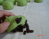 大麦若葉青汁粉入りプチパン☆甘納豆入り作り方3写真